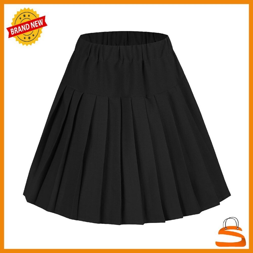 Elastic Waist Pleated Skater Skirt Mini Tartan Pattern Women's Fashion